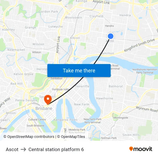 Ascot to Central station platform 6 map
