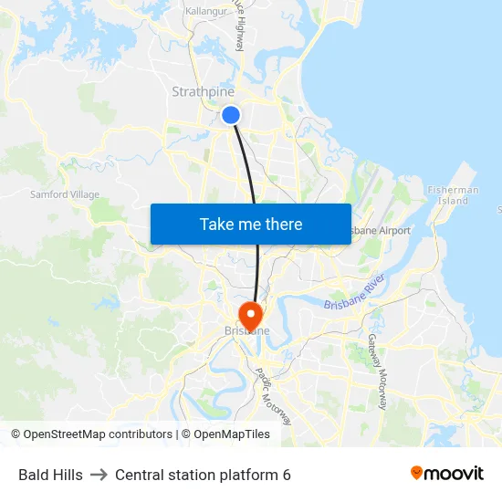 Bald Hills to Central station platform 6 map