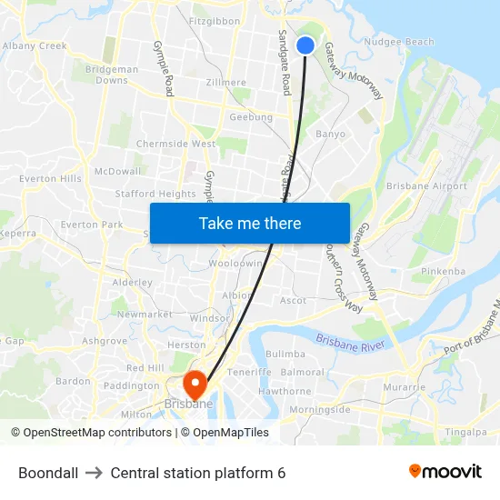 Boondall to Central station platform 6 map
