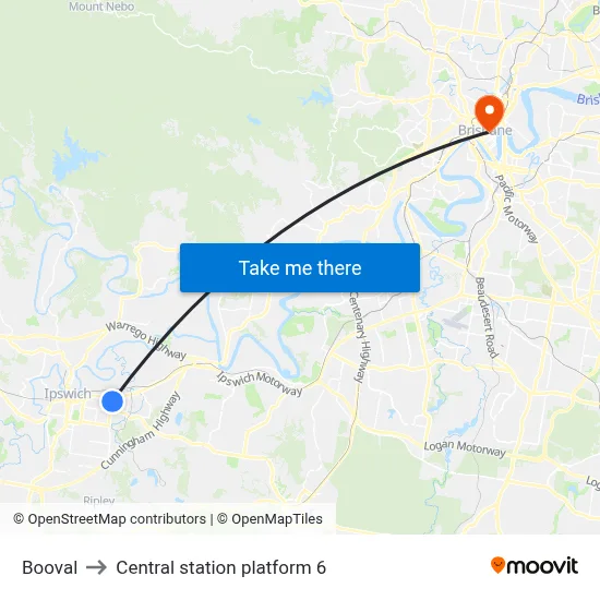 Booval to Central station platform 6 map