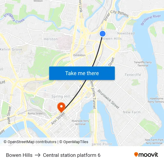 Bowen Hills to Central station platform 6 map