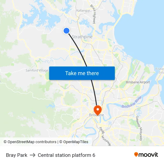 Bray Park to Central station platform 6 map