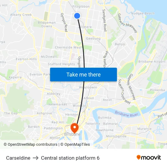Carseldine to Central station platform 6 map