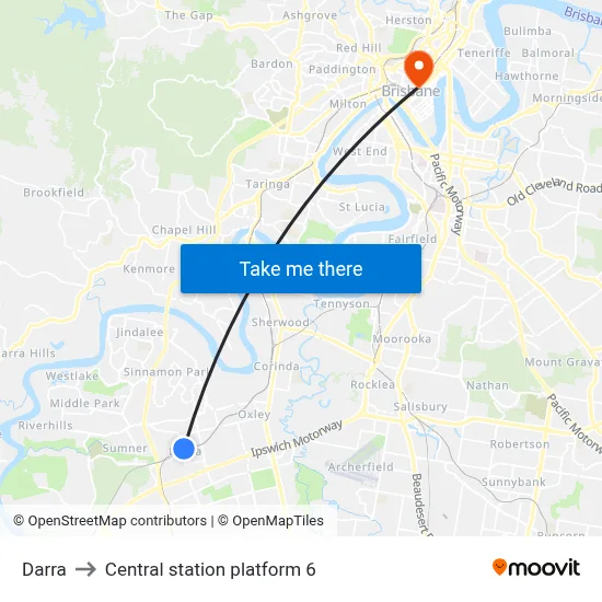 Darra to Central station platform 6 map