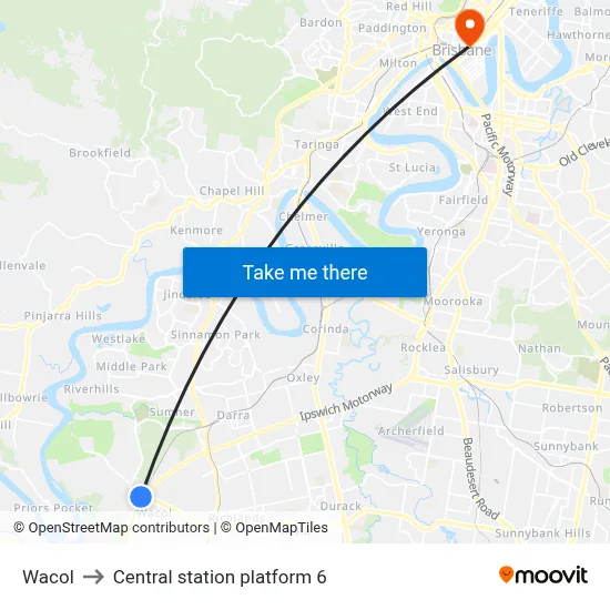 Wacol to Central station platform 6 map