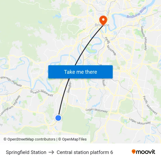 Springfield Station to Central station platform 6 map