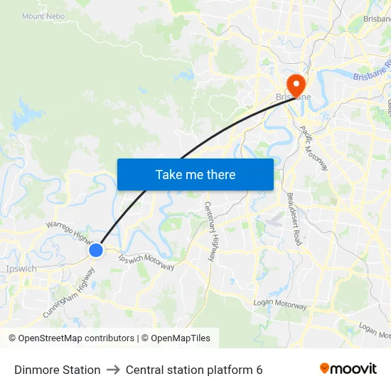 Dinmore Station to Central station platform 6 map