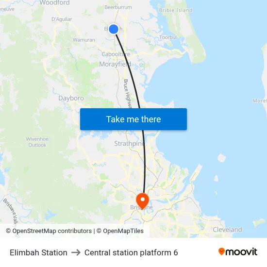 Elimbah Station to Central station platform 6 map