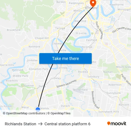 Richlands Station to Central station platform 6 map