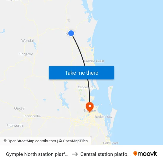 Gympie North station platform 1 to Central station platform 6 map