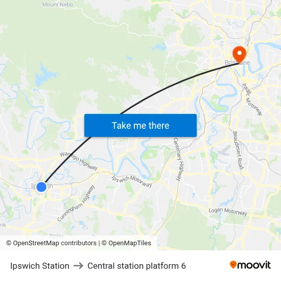 Ipswich Station to Central station platform 6 map