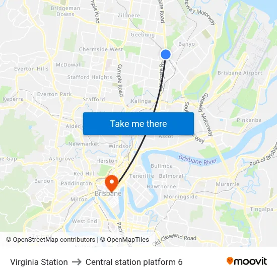 Virginia Station to Central station platform 6 map