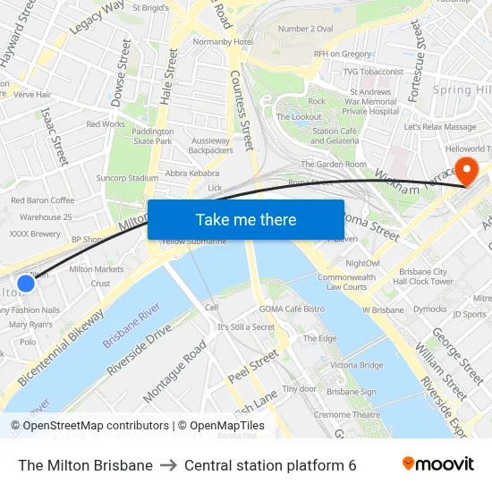 The Milton Brisbane to Central station platform 6 map