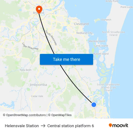 Helensvale Station to Central station platform 6 map