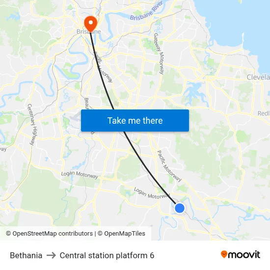 Bethania to Central station platform 6 map