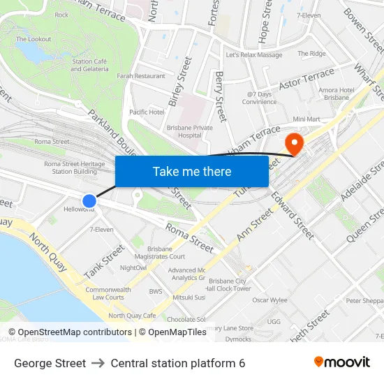 George Street to Central station platform 6 map