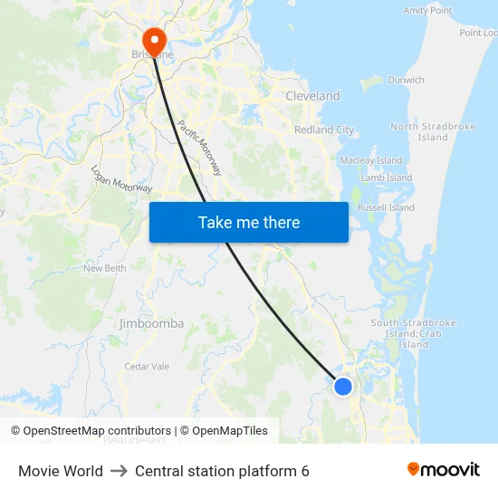 Movie World to Central station platform 6 map