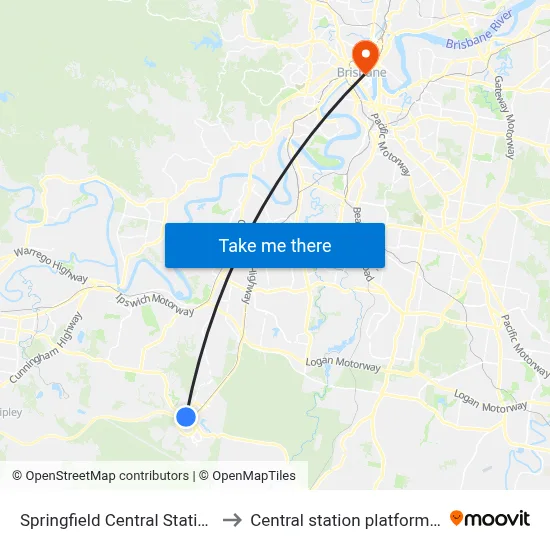 Springfield Central Station to Central station platform 6 map