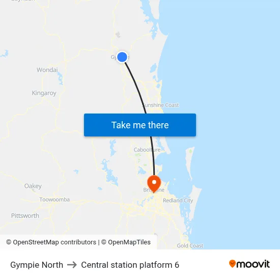 Gympie North to Central station platform 6 map