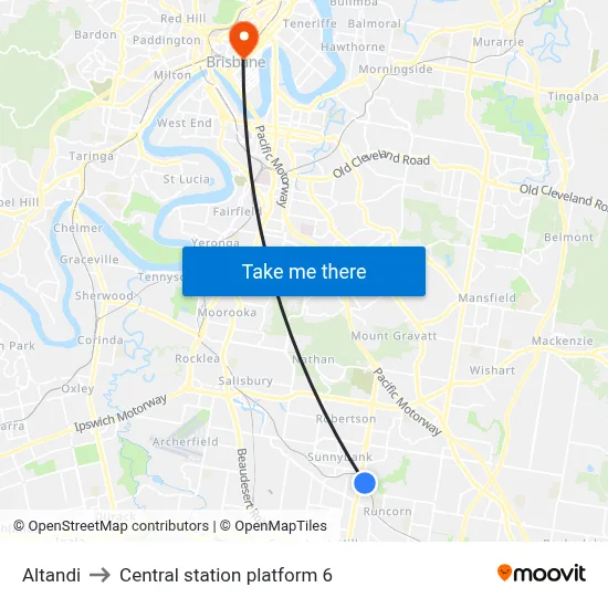 Altandi to Central station platform 6 map