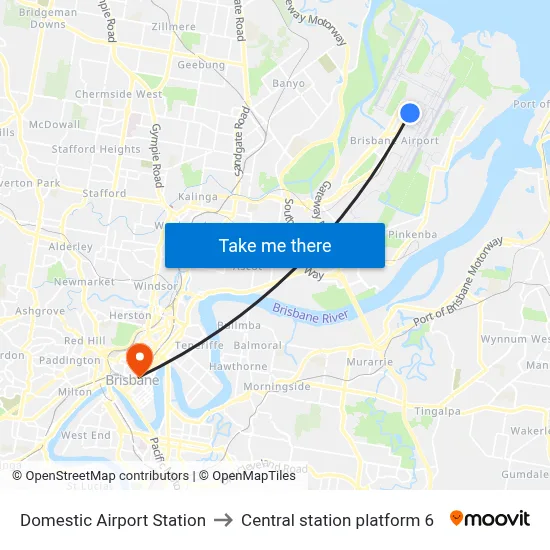 Domestic Airport Station to Central station platform 6 map