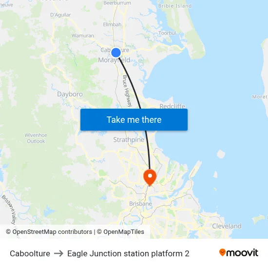 Caboolture to Eagle Junction station platform 2 map