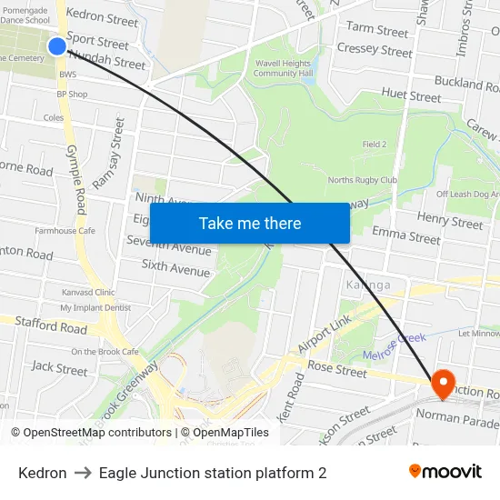 Kedron to Eagle Junction station platform 2 map
