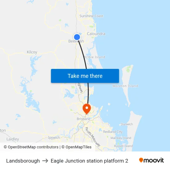 Landsborough to Eagle Junction station platform 2 map