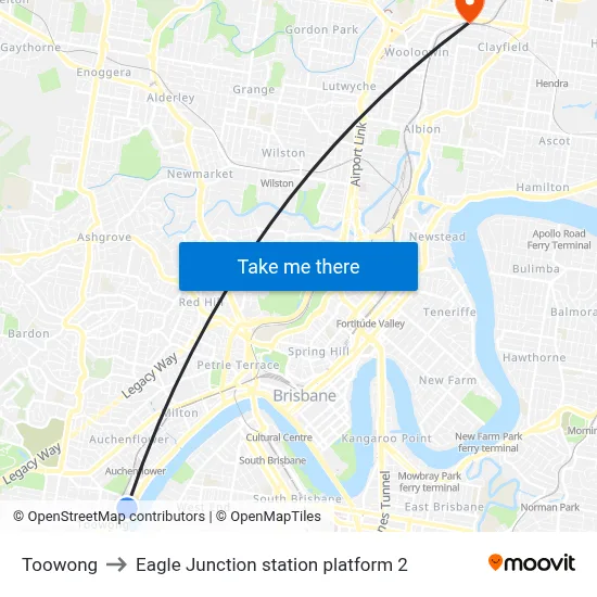 Toowong to Eagle Junction station platform 2 map