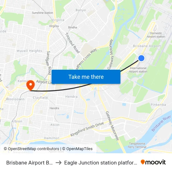 Brisbane Airport BNE to Eagle Junction station platform 2 map