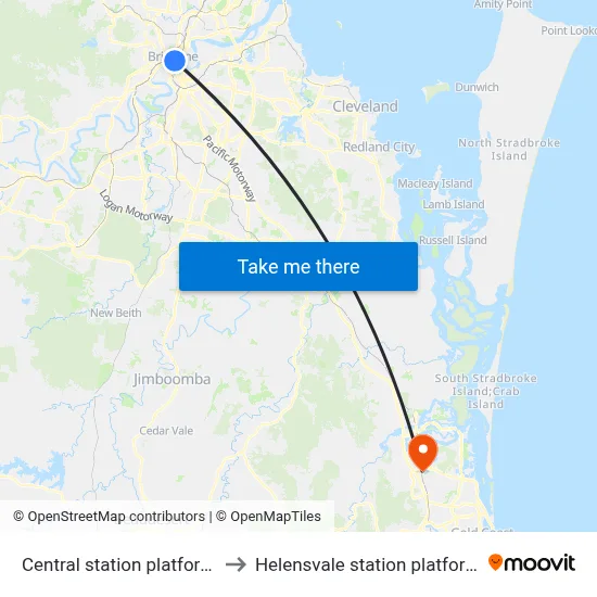 Central station platform 6 to Helensvale station platform 2 map