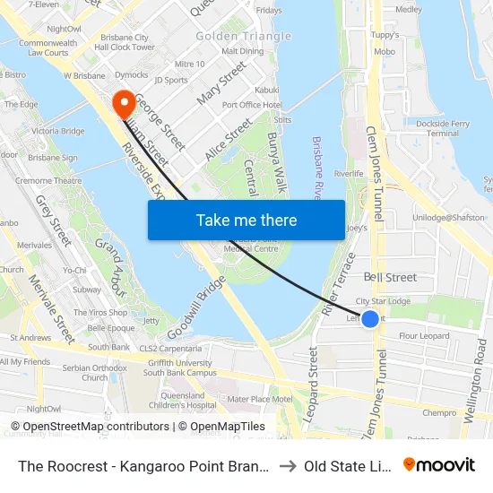 The Roocrest - Kangaroo Point Brand New 2BR with Parking, Brisbane to Old State Library Building map