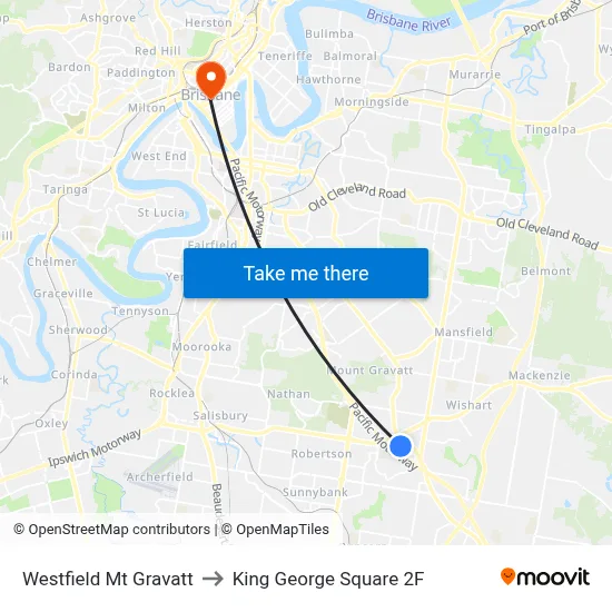 Westfield Mt Gravatt to King George Square 2F map