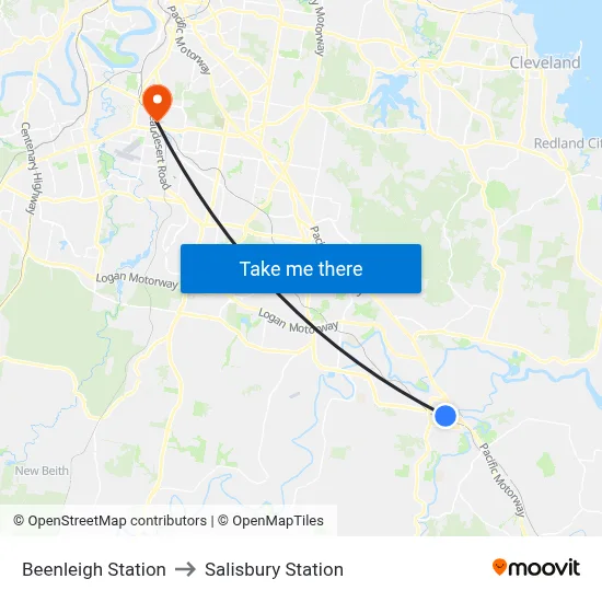 Beenleigh Station to Salisbury Station map