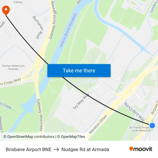Brisbane Airport BNE to Nudgee Rd at Armada map