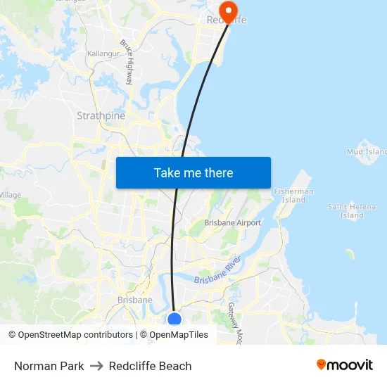 Norman Park to Redcliffe Beach map