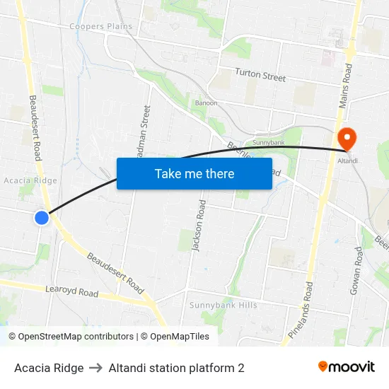 Acacia Ridge to Altandi station platform 2 map