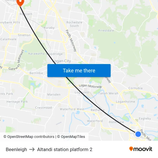 Beenleigh to Altandi station platform 2 map