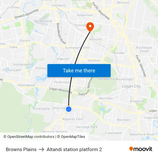 Browns Plains to Altandi station platform 2 map