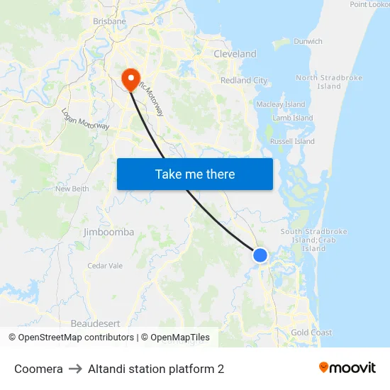Coomera to Altandi station platform 2 map