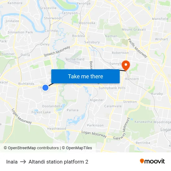 Inala to Altandi station platform 2 map
