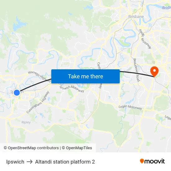 Ipswich to Altandi station platform 2 map