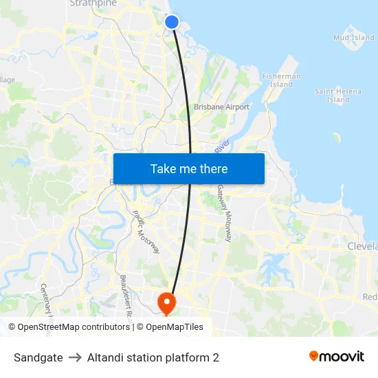 Sandgate to Altandi station platform 2 map