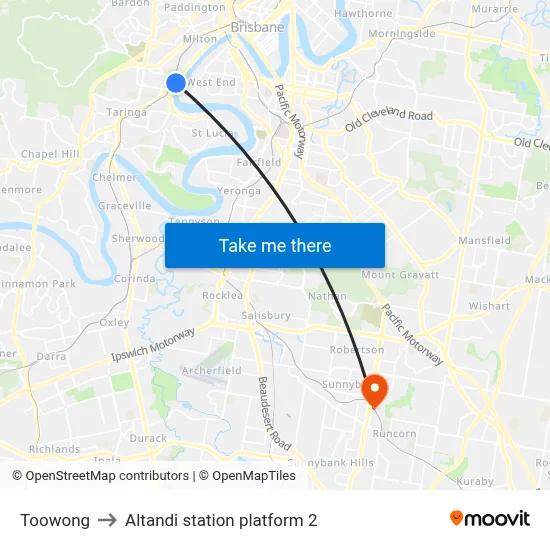 Toowong to Altandi station platform 2 map
