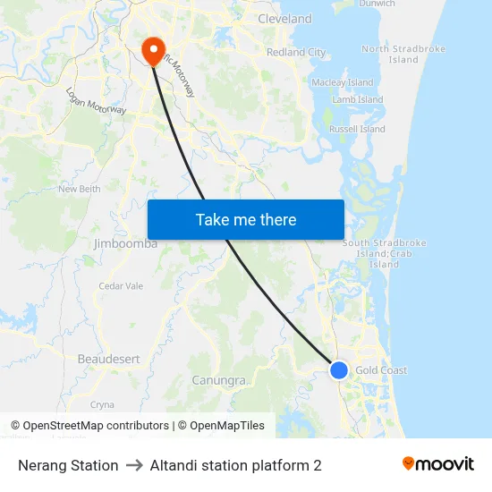 Nerang Station to Altandi station platform 2 map