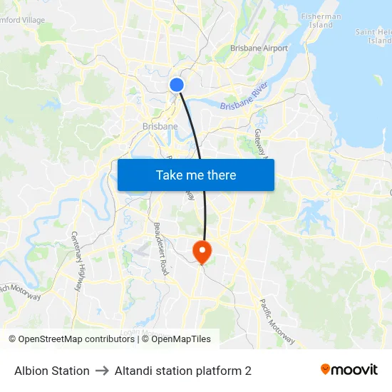 Albion Station to Altandi station platform 2 map