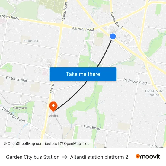 Garden City bus Station to Altandi station platform 2 map