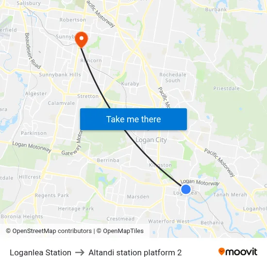 Loganlea Station to Altandi station platform 2 map