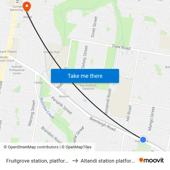 Fruitgrove station, platform 3 to Altandi station platform 2 map