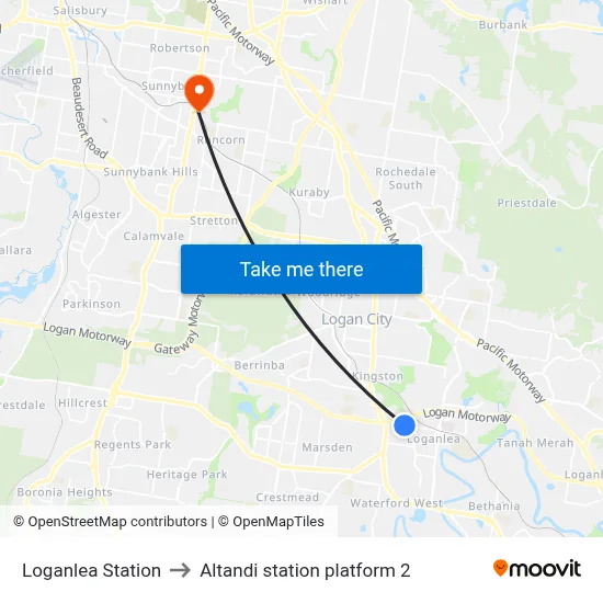 Loganlea Station to Altandi station platform 2 map